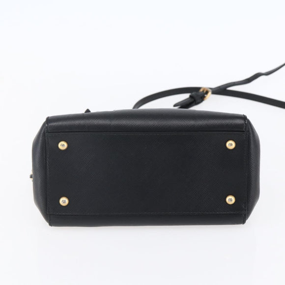 Salvatore Ferragamo Vala Shoulder Bag Leather 2way Black Gold Silver Auth 152825