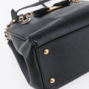 Salvatore Ferragamo Vala Shoulder Bag Leather 2way Black Gold Silver Auth 152825-15