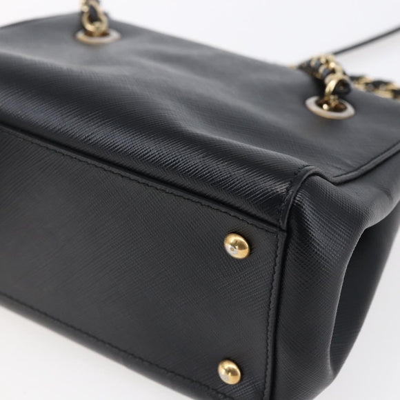 Salvatore Ferragamo Vala Shoulder Bag Leather 2way Black Gold Silver Auth 152825