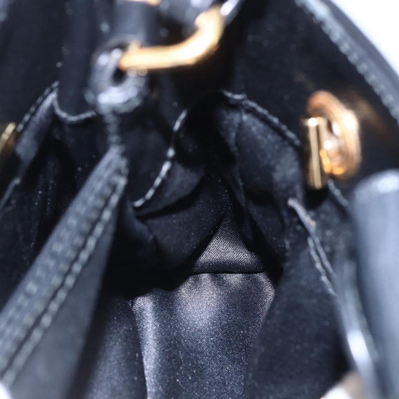 Salvatore Ferragamo Vala Shoulder Bag Leather 2way Black Gold Silver Auth 152825