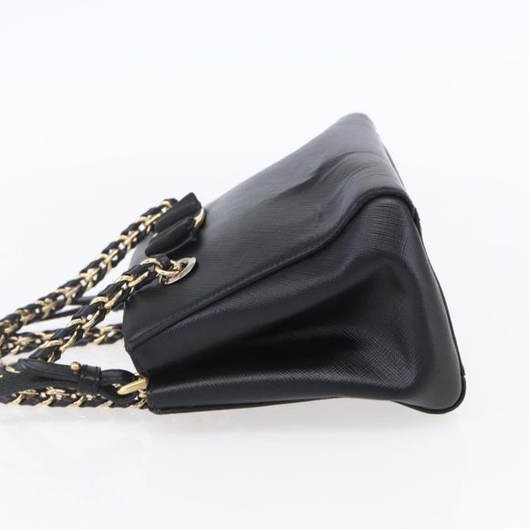 Salvatore Ferragamo Vala Shoulder Bag Leather 2way Black Gold Silver Auth 152825