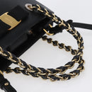 Salvatore Ferragamo Vala Shoulder Bag Leather 2way Black Gold Silver Auth 152825-7