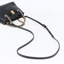 Salvatore Ferragamo Vala Shoulder Bag Leather 2way Black Gold Silver Auth 152825-9