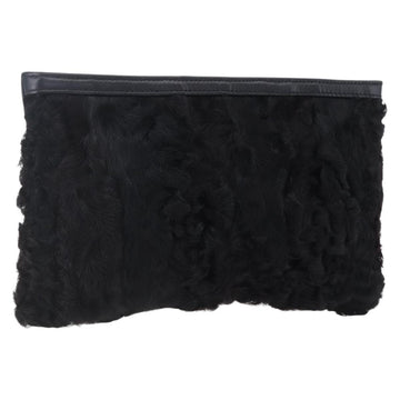 LOEWE Pouch Leather Black Gold Auth 152829