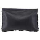 LOEWE Pouch Leather Black Gold Auth 152829-2