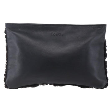 LOEWE Pouch Leather Black Gold Auth 152829 - 0