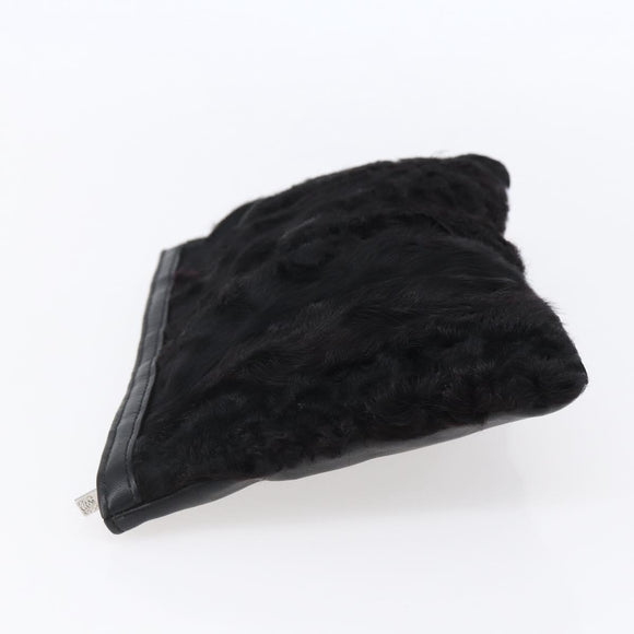 LOEWE Pouch Leather Black Gold Auth 152829