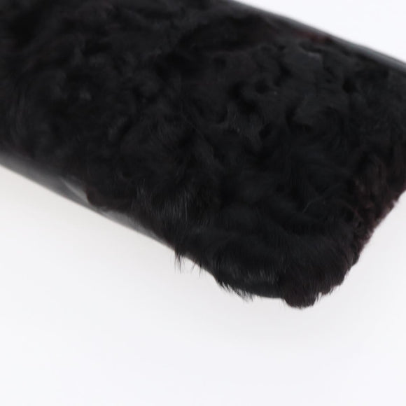 LOEWE Pouch Leather Black Gold Auth 152829