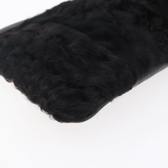 LOEWE Pouch Leather Black Gold Auth 152829