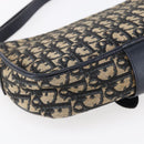 Christian Dior Trotter Canvas Shoulder Bag Navy Gold Auth 152835-18