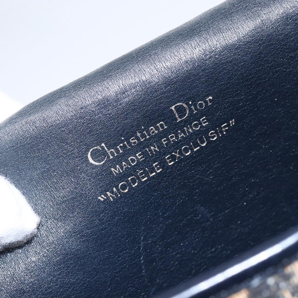 Christian Dior Trotter Canvas Shoulder Bag Navy Gold Auth 152835