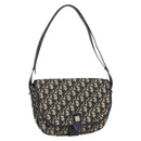 Christian Dior Trotter Canvas Shoulder Bag Navy Gold Auth 152835-1