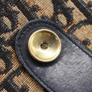 Christian Dior Trotter Canvas Shoulder Bag Navy Gold Auth 152835-10