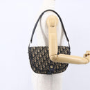 Christian Dior Trotter Canvas Shoulder Bag Navy Gold Auth 152835-22