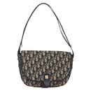 Christian Dior Trotter Canvas Shoulder Bag Navy Gold Auth 152835-13