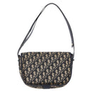 Christian Dior Trotter Canvas Shoulder Bag Navy Gold Auth 152835-2
