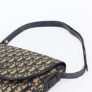 Christian Dior Trotter Canvas Shoulder Bag Navy Gold Auth 152835-14