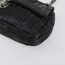 PRADA Gathered Chain Shoulder Bag Leather Black Silver Auth 152840-10