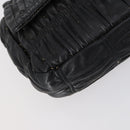 PRADA Gathered Chain Shoulder Bag Leather Black Silver Auth 152840-11