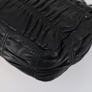 PRADA Gathered Chain Shoulder Bag Leather Black Silver Auth 152840-12