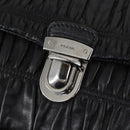 PRADA Gathered Chain Shoulder Bag Leather Black Silver Auth 152840-15