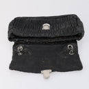 PRADA Gathered Chain Shoulder Bag Leather Black Silver Auth 152840-16