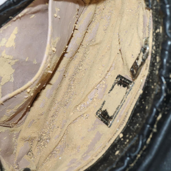 PRADA Gathered Chain Shoulder Bag Leather Black Silver Auth 152840