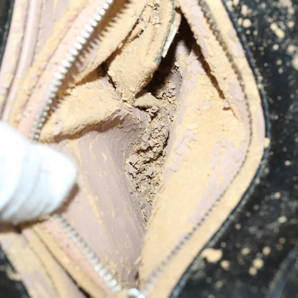 PRADA Gathered Chain Shoulder Bag Leather Black Silver Auth 152840