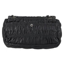 PRADA Gathered Chain Shoulder Bag Leather Black Silver Auth 152840-3