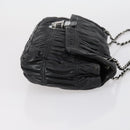 PRADA Gathered Chain Shoulder Bag Leather Black Silver Auth 152840-4