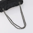 PRADA Gathered Chain Shoulder Bag Leather Black Silver Auth 152840-7