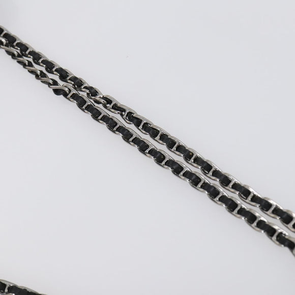 PRADA Gathered Chain Shoulder Bag Leather Black Silver Auth 152840