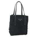 PRADA Tote Bag Nylon Black Silver Auth 152845-1