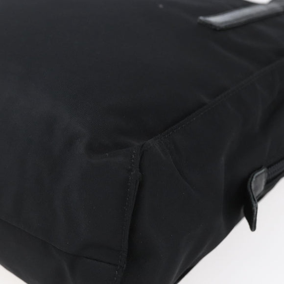 PRADA Tote Bag Nylon Black Silver Auth 152845