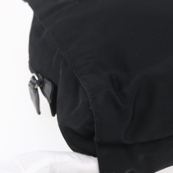 PRADA Tote Bag Nylon Black Silver Auth 152845