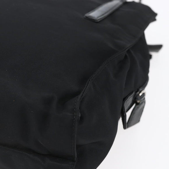 PRADA Tote Bag Nylon Black Silver Auth 152845