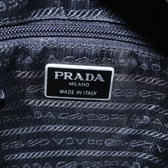 PRADA Tote Bag Nylon Black Silver Auth 152845