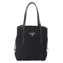 PRADA Tote Bag Nylon Black Silver Auth 152845-13