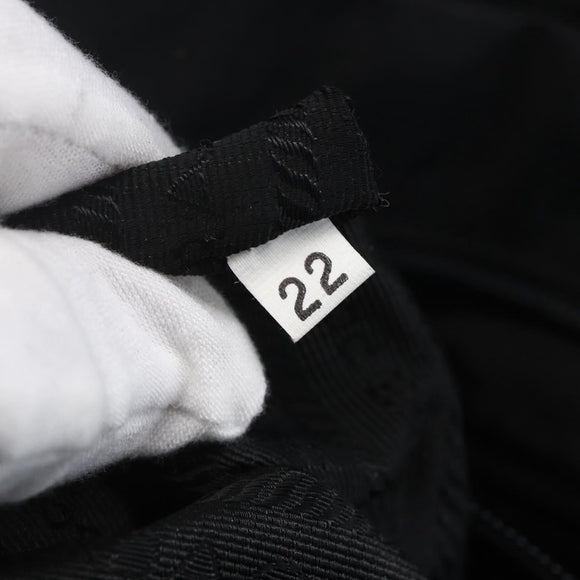 PRADA Tote Bag Nylon Black Silver Auth 152845