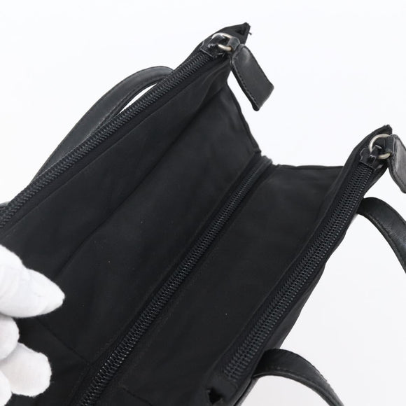 PRADA Tote Bag Nylon Black Silver Auth 152845