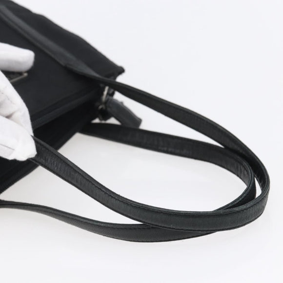 PRADA Tote Bag Nylon Black Silver Auth 152845