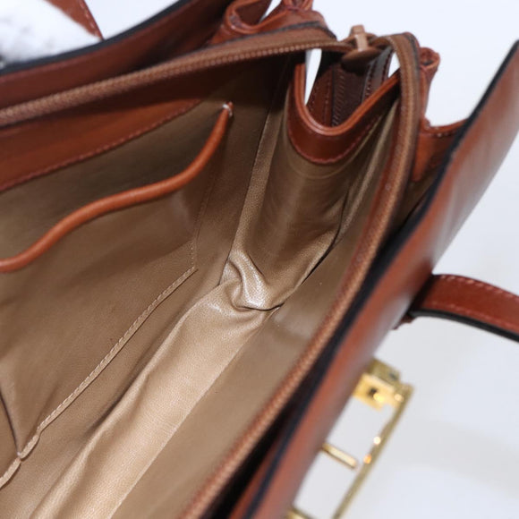 CELINE Hand Bag Leather Black Gold Auth 152849