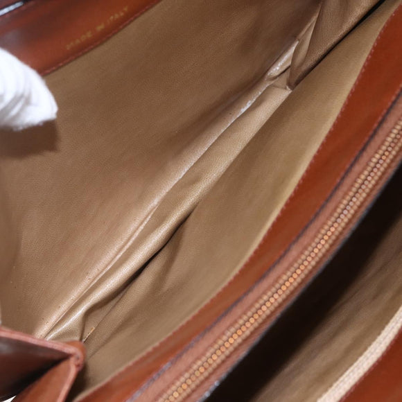 CELINE Hand Bag Leather Black Gold Auth 152849