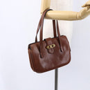 CELINE Hand Bag Leather Black Gold Auth 152849-23