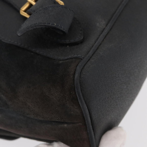 GUCCI Bamboo Backpack Suede Navy Gold 003 2058 0016 Auth 152850