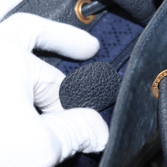 GUCCI Bamboo Backpack Suede Navy Gold 003 2058 0016 Auth 152850
