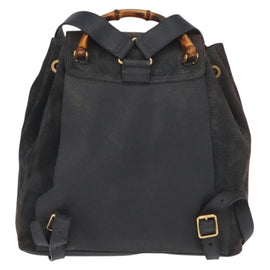 GUCCI Bamboo Backpack Suede Navy Gold 003 2058 0016 Auth 152850 - 0
