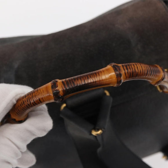 GUCCI Bamboo Backpack Suede Navy Gold 003 2058 0016 Auth 152850