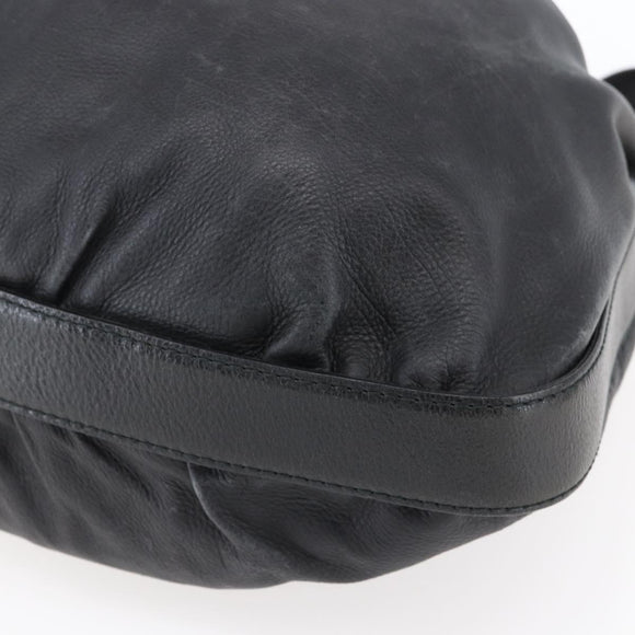 GUCCI Interlocking Shoulder Bag Leather Black Gold 223951 Auth 152851