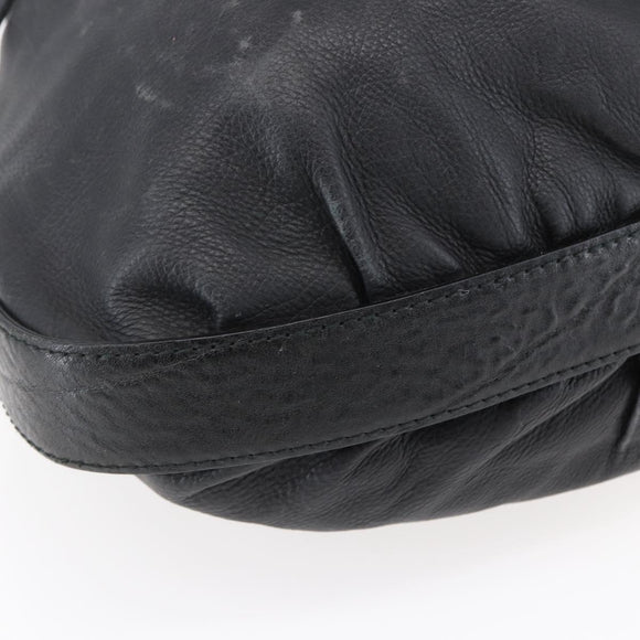 GUCCI Interlocking Shoulder Bag Leather Black Gold 223951 Auth 152851